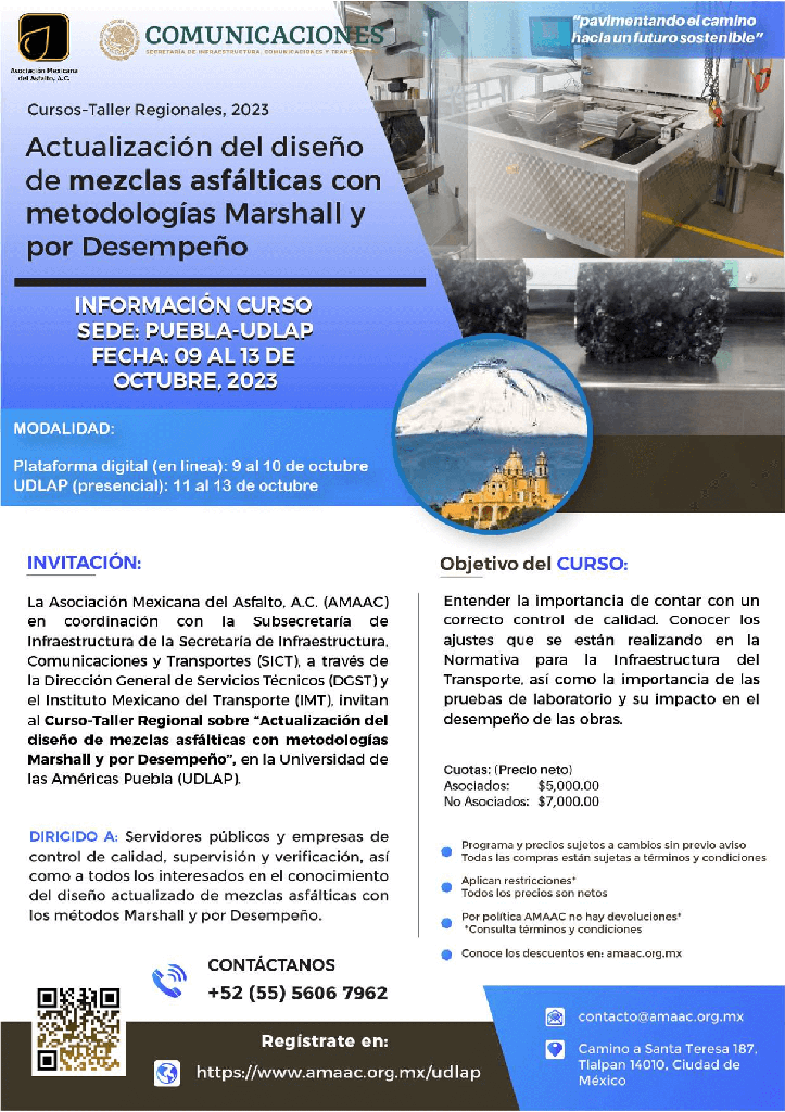 Puebla - Asociado, No Asociado Actualización del diseño de mezclas asfálticas con metodologías Marshall y por Desempeño